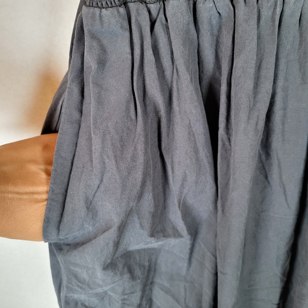 Club Monaco Womens Peasant Midi Dress Smocked Pockets Size Medium Black - Picture 6 of 11